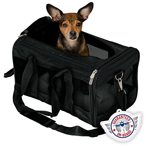 Sherpa Original Deluxe Travel Pet Carrier, Airline Approved & Guaranteed On Board - Black, Medium - size: 17.0"L x 11.0"W x 10.5"H