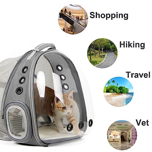 Back Expandable Cat Backpack Carrier, Fit up to 12 lbs, Space Capsule Bubble Window Pet Carrier Backpack for Kitten Bunny Rabbie and Small Puppy Grey - color: Grey