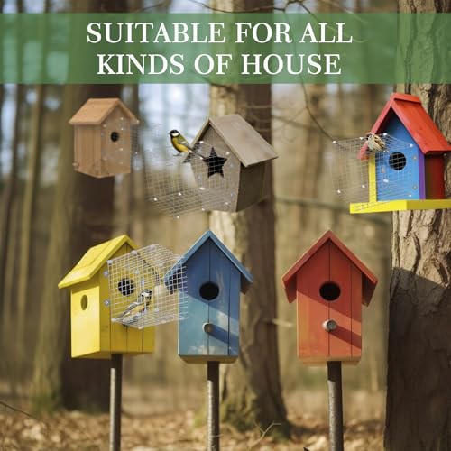 Bluebird House Predator Guards 2 Pack Metal Wire Entrance Hole Protector Bird House Hole Protector Bird House Wire Entrance Guard for Blue Bird Nesting & Babies Safe (Square)