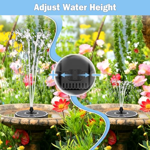 Yzert Solar Fountain Pump with 2000mah Battery 3.5W, 3-Level Adjustable Water Height, Rotating Rods, Works in Shadow, 7 Nozzles, 2026 Glass Outdoor Fountain for Bird Bath, Garden, Pond - color: White