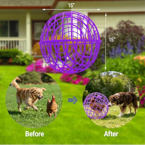 15.7" Ball-Shaped Movable Chicken Coop,Pigeon Rabbit Duck Safe Walking Net,Preventing Trampled by Horse,Predation by Eagles,Dog Bites.Pet Removable Prevent Harassment Safety Hutch - color: Purple