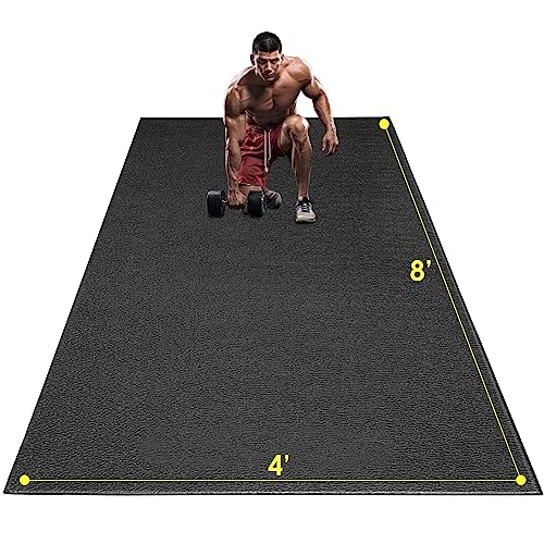 Large Exercise Mat, 8' x 6'/8' x 4'/6' x 4' Extra Durable Workout Mats for Home Gym Flooring, High-Density Gym Mats Cardio Mat for Jump Rope, MMA, Stretch, HIIT, Shoe-Friendly, Non-Slip, Non-Toxic - size: 6mm