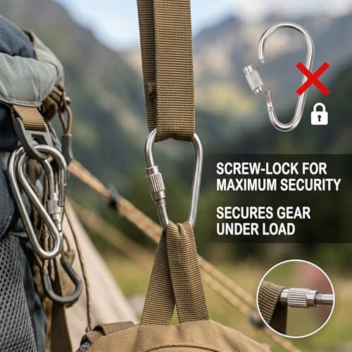 16 Pcs Small Locking Carabiner, 1.5in D-Ring Key Hooks, Stainless Steel Screw Lock Carabiner Clips for Keychain Pet Leash Parrot Bird Hanging Toys (Silver)