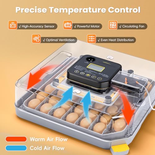 48 Incubators for Hatching Eggs, Egg Incubator with Automatic Egg Turning and Humidity Control, Temp Control, Egg Candler, Auto Water Refilling, Incubator for Chicken Eggs, Duck and Quail Eggs | Egg Candler, Egg Incubator for Chicken, Duck & Quail, Easy t