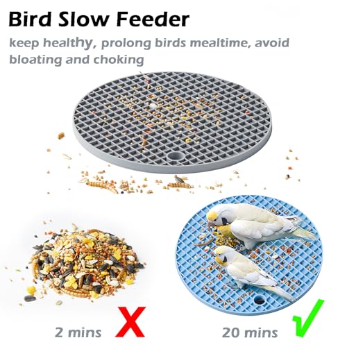 2Pcs Bird Foraging Toys, Slow Feeder Mats for Health, Dishwasher-Safe | Interactive Parrot Puzzle Toys to Increase Feeding Time, Bird Enrichment Toys for Parakeet, Cockatiel, Conure, Budgies