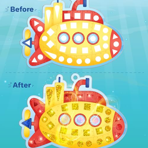 Imagimake Mirror Mosaic - Ocean, 10 Templates, 950+ Stickers | Mess-Free Craft Activity, Screen-Free Creative Art Kit for Kids, Birthday Gift for Boys & Girls Ages 3,4,5,6,7 Years Old - style: 4. Ocean