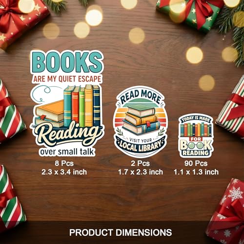 100 PCS Book Stickers, Library Coffee Bookish Reading Lover Laptop | Vinyl Waterproof Decals for Kindle, Water Bottle, Scrapbook, Adults, Journal, Tablet, Teens, Women Funny Aesthetic Decorative - color: Bookish Stickers