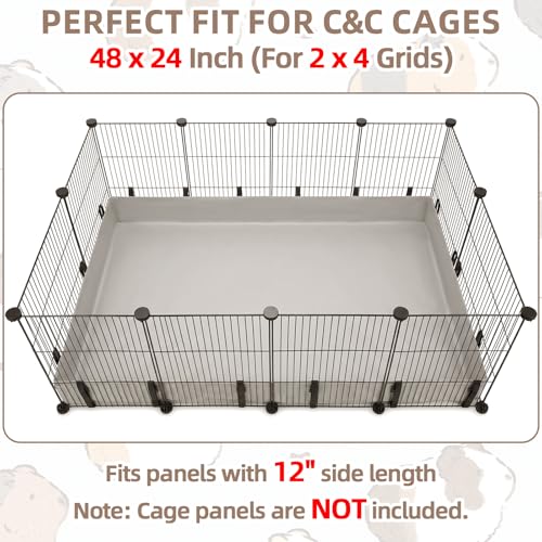Guinea Pig Cage Liner, 48"x24" Bottom Tarp for Midwest Habitat | Fits DIY Enclosures, 4" Raised Sides, Washable 600D Oxford Fabric, Waterproof Base for Rabbits, Small Animals - size: C&C 2x4(24x48 inches)