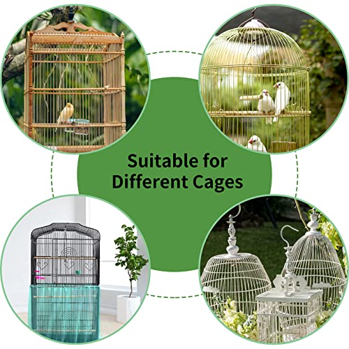 Daoeny 2Pcs Universal Bird Cage Cover, Adjustable Seed Feather Catcher, Soft Airy Nylon Mesh Parrot Net, Birdcage Cover Skirt Sheer Guard for Round Square Cages (Green+ Blue) - color: Blue & Green, size: 78.7 x 15.7 inch