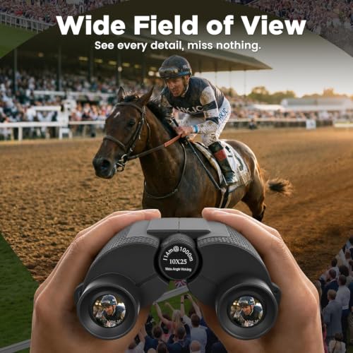 MMIXIO 10x25 Binoculars for Adults, High Powered Binoculars with Large View,FMC BAK4 Prism,for Bird Watching, Hiking,Camping,Travel,Cruise Ship,Concert,Safari,Ideal Gift