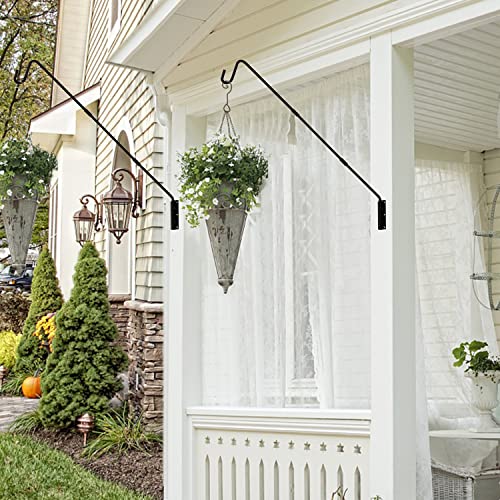 Juegoal 2 Pack Heavy Duty Deck Hook, 25 Inch or 36 Inch Wall Mounted Extended Reach Deck Hook Wall Pole Plant Bracket for Hanging Bird Feeder, Plants, Suet Baskets, Lanterns, Wind Chimes - size: 2 Pack
