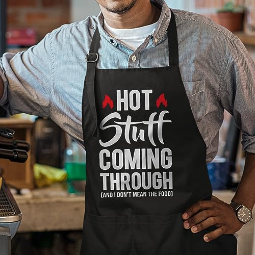 SANDJEST Funny Mens Aprons with Pockets for BBQ Grilling Cooking Grandpa Husband Apron for Birthday Christmas Father's Day - color: Funny 3