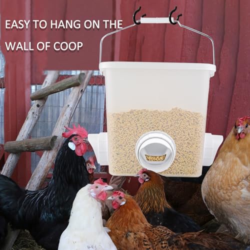 Automatic Chicken Feeder Chicken Feed Container Hanging Chicken Feeder Rainproof Poultry Feeder Bucket (Frosted) - color: Frosted