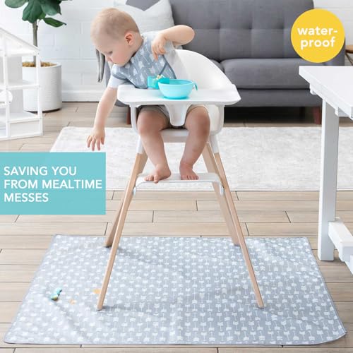 Bumkins Baby Splat Mat for Under High Chair, Babies Toddlers Eating Mess Mat, Waterproof Reusable Cloth for Arts and Crafts, Playtime Mat for Kids, Floors or Tables, Fabric 42inx42in, Gray Arrows - color: A5 Gray Arrows
