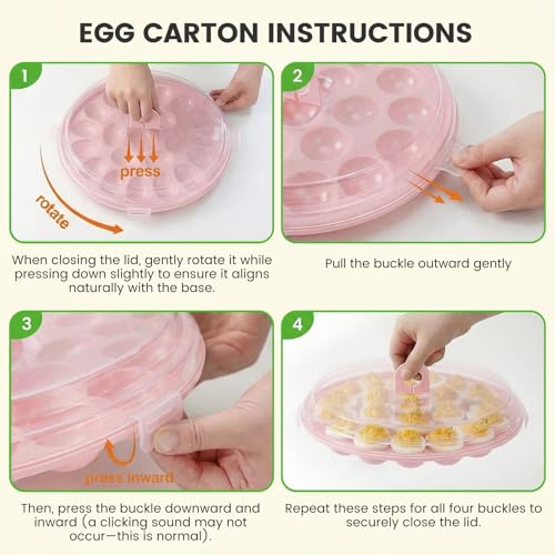 HANSGO Deviled Egg Containers with Lid, Deviled Egg Platter Carrier, Pink | Deviled Eggs Tray With 22 Slots for Party, Home Kitchen and Other Festival - color: Pink