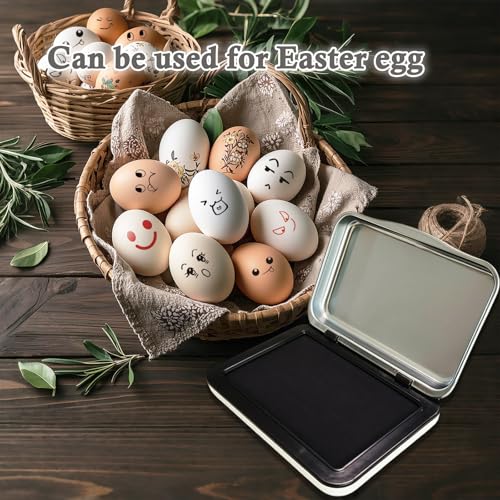 Ink Stamp Pad for Egg Date Marking,Black Red and Blue Colors Available, Metal Case (Black) - color: Black