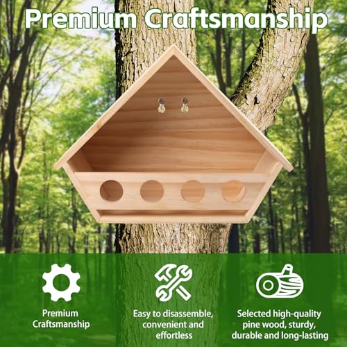 Dove Bird House for Outside, Wooden Mourning Dove Nesting Box | 14"L x 10.2"H x 5.3"W Pigeon House Roosting Platform with 2 Preset Mounting Holes - Easy To Install & Remove