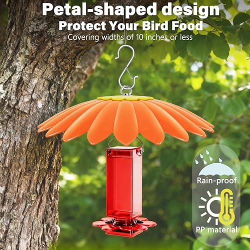 10.5 inch Hummingbird Feeder Shade Dome Cover,Rain Guard,Weather Guard for Bird Feeder, Umbrella Cover for Bird House for Outdoor,Squirrel Baffle,Flower Design(Orange) - color: Orange, size: 10.5'' / 1PCS