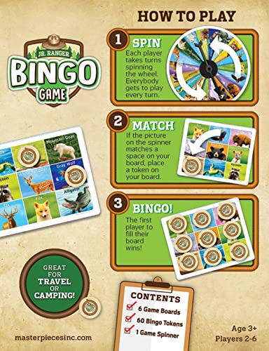 MasterPieces Officially Licensed Games – Jr Ranger Bingo Game - Tabletop Game for Kids & Family - style: Jr Ranger