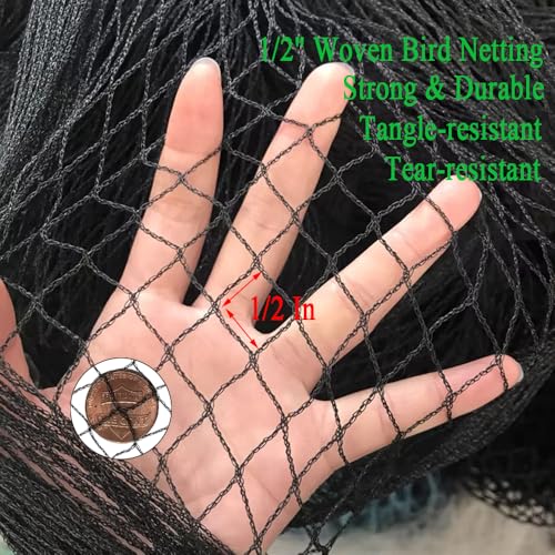10x50 FT Bird Netting, 1/2" Mesh, Heavy Duty Garden Netting | Strong Woven Netting for Garden Protection, Plants, Fruit Trees, Blueberry Bushes, Vegetables, Chicken Coops & Porches - size: 10x50FT-1/2inch