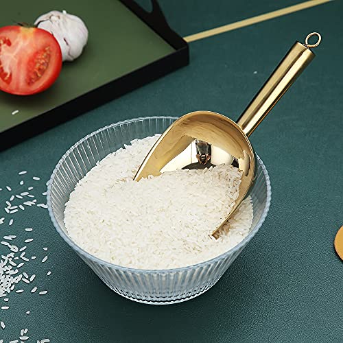 Gold Ice Scoop, Fashion Ice Cream Scoop, Premium Stainless Steel Cookie Scoop, Dog Food Scoop, Sturdy Flour Scoop, Utility Candy Scoop, Dishwasher Safe (8oz/9 Inch) - color: 3. Gold