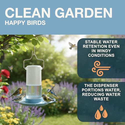 SWISSINNO Bird Drinker “Zug” Light Blue – UV Resistant Bird Water Dispenser Made of Durable PC and ASA Plastic – Outdoor Balcony Garden Terrace – Long Lasting and Easy to Clean