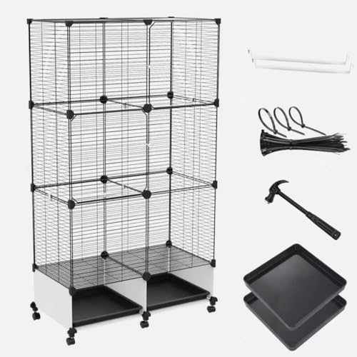 Lightweight Bird Cage with Removable Tray and Adjustable Perch – Portable Small Animal Cage with Single Lockable Door, Easy to Clean & Move for Parakeets, Cockatiels, Parrots, and Finches-L