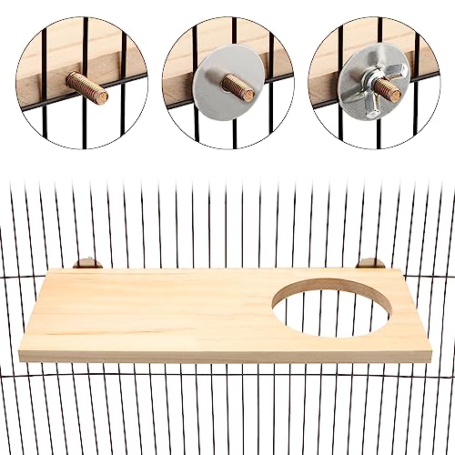 Wontee Bird Perch Stand Wooden Platform for Cockatiels Conures Rats Gerbils Chinchillas Squirrels (M1- with Hole) - size: M1- With Hole