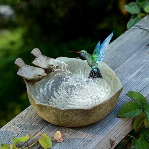 Ceramic Bird Bath for Outdoors,Ground & Tabletop Decor, Ground Feeders Bird Bath Feeding Bowl for Outdoors, Garden Deck, Balcony,Yard, Lawn. (Small birdbath) - style: Small birdbath