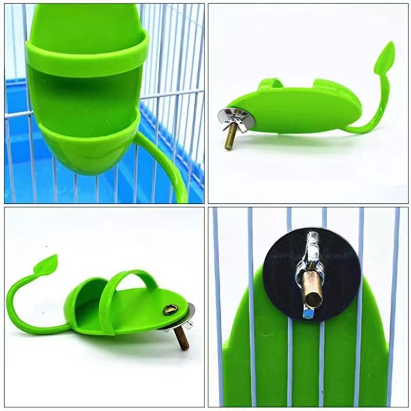 2 Pack Bird Feeding Cup Rack, Cuttlebone Fruit Food Holder | Unique leaf perch for birds to stand. Easy screw-in cage holder for cuttlebone & fruit. For parrot, cockatiel & parakeet.
