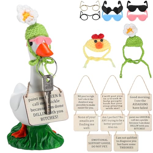 Yalikop Magnetic Goose Key Holder Interchangeable Support Desk Goose 7 Inch, Customized Sign, Cute Key Holder Stand for Inspirational Signs, Gift for Gooses Lover, Do Not Pet, Personalized