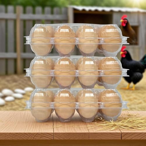 100-Pack of 12-Count Plastic Egg Cartons – Bulk Clear Reusable Egg Containers Holds Chicken Eggs | Eggs 12 Count,Egg Cartons Cheap Bulk,Suitable for farms, markets and families.