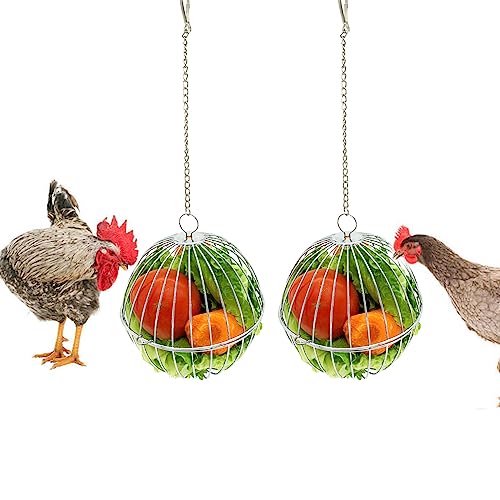 Chicken Treat Ball Chicken Vegetable Feeder Veggie Hanging Ball Toy for Hens 2PCS
