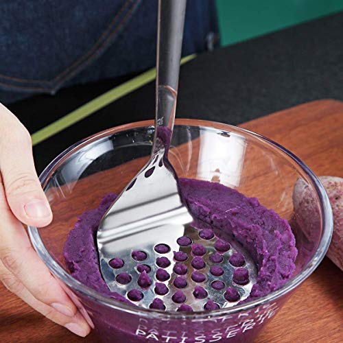 Stainless Steel Potato Masher, Berglander Heavy Duty Metal Potato Ricer, Food Masher Utensil Hand Masher, Vegetables Fruits Versatile Masher, Heat Resistant, Dishwasher Safe, Easy to Clean - size: I. Potato Masher