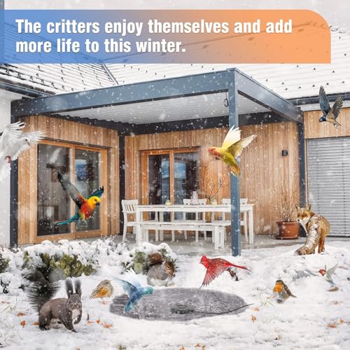 Bird Bath Heater for Outdoors in Winter, Birdbath Water Heater 120 W Pond De-Icer, Bird Bath Deicer Full-Covered Aluminum, Birdbath Heater Thermostatcally Controlled Auto Shut Off for Winter