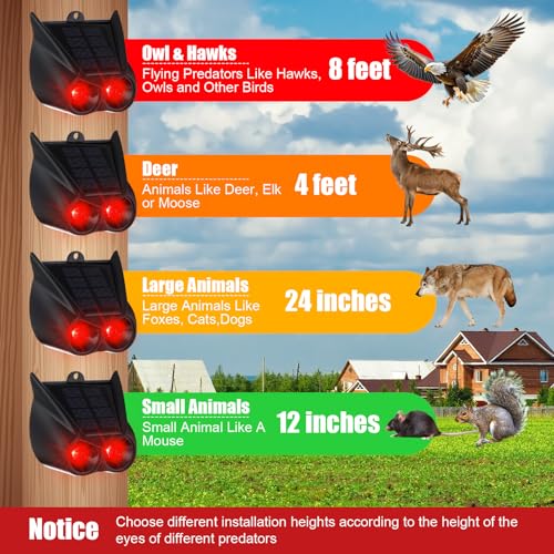 Qualirey 6 Pack Solar Animal Repellent Nocturnal Predator Control Light Animal Repellent for Coyote, Raccoon, Deer, Skunk Outdoor Animal Predator Deterrent Devices for Garden Yard Farm Chicken Coop