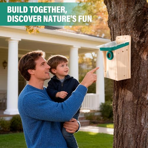 2-Pack Cedar Bluebird House for Outdoors, 1.5" Entry, DIY Kit | 3/4-inch Thick Wood With Double-Layer Roof, Cleaning Door & Assembly Guide; Ideal For Chickadees & Wrens - style: Contemporary