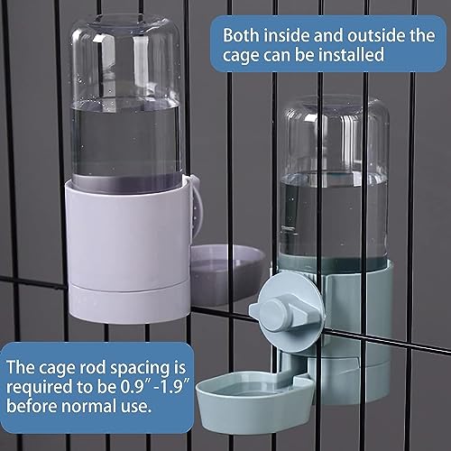 kathson 2Pcs Rabbit Water Bottle 17 OZ Bunny Hanging Water Fountain Automatic Guinea Pig Water Dispenser No Leak Drinking Feeder for Bunny Chinchilla Hamsters Cat Dog Small Animals(Grey)