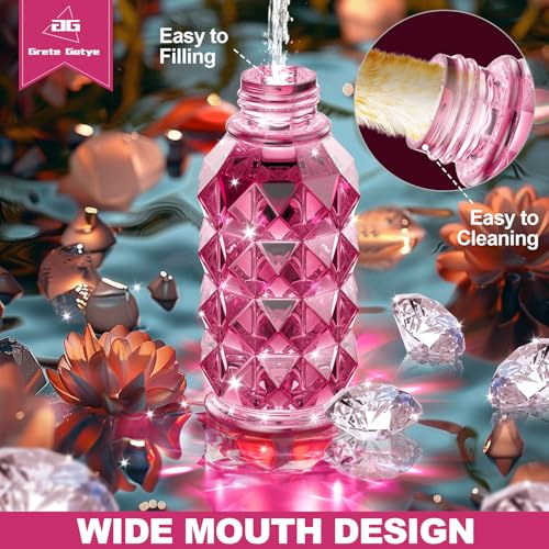 2 Pack Glass Hummingbird Feeders for Outdoors, 25 Ounces Wild Bird Nectar Feeder with Perch & 5 Flower Feeding Ports Leak Proof Hanging for Garden Backyard Decor, Gifts for Women Mom, Red & Pink - color: 2 Pack Diamond Sparkling Red & Pink
