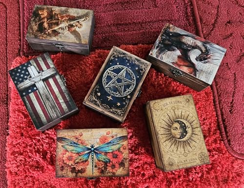 RK Collections Wooden Trinket Jewelry Boxes (Dragonfly) Vintage Woodem Prayer Box for Religious Gift. Trinket case Holder (6.5 x 4.25 x 2.25 inches) - style: Dragonfly