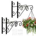 PROWORX 4 Pack 16 Inch Plant Hangers Outdoor Bracket, Indoor Wall Mount Metal Heavy Duty Rust-Resistant Bird Feeder Plant Hooks for Hanging Planters, Flower Baskets, Black - size: 16 Inch-4 Pcs