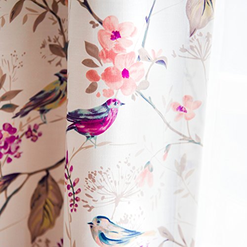 Purple Bird Print Linen Textured Curtains, 52 x 84, 1 Panel, Grommet | Well Made Finish, Soft Thick Fabric, Retro Country Style, Drapes for Bedroom and Living Room Windows - color: Purple, size: 52"W x 84"L (Pack of 1)