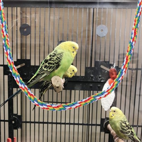 Hemobllo Parrot Rope Climbing Toy with Cotton Rope Perch 41.33In Durable Standing Bird Chewing Toy for Pet Birds Cage Accessories - size: 105cm