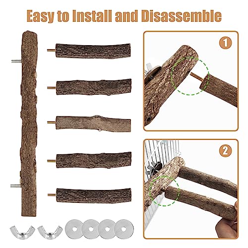 Parrot Wood Stand, Parrots Perch for Cage, Natural Bird Ladder | for Small Medium Parrot, Parakeets, Cockatiels, Conures, Hamster(12.2 inch)