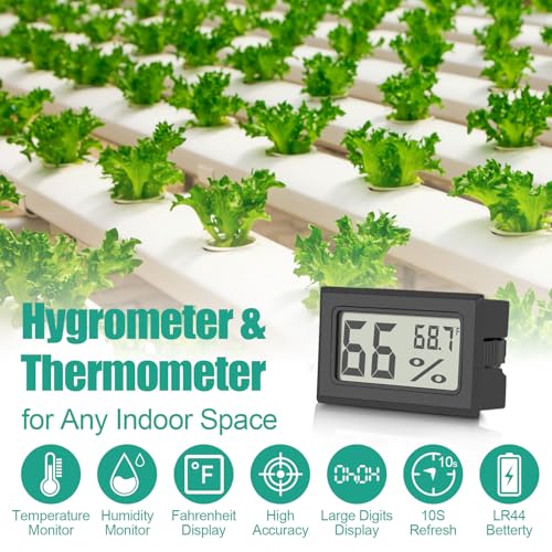 Vaikby 12-Pack Mini Digital Thermometer Hygrometer, Indoor Humidity Monitor, Temperature Humidity Gauge Meter with Fahrenheit (℉) for Bedroom, Greenhouse, Garden, Cellar, Closet, Fridge