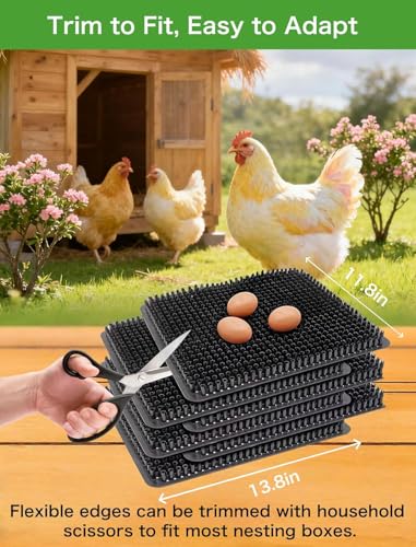 6-Pack Washable Chicken Nesting Pads for Chicken Coop, 13x11in Reusable Nest Box Liners, Trim-to-Fit Open-Grid Bedding for Cleaner Eggs, Heavy-Duty Poultry Supplies (Green) - color: Green, size: 6-Pack