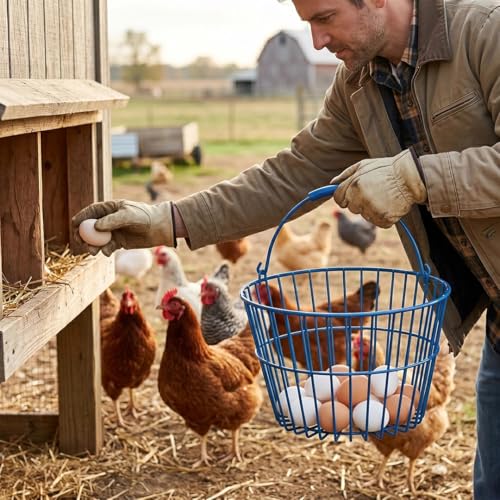 Large Plastic-Coated Egg Basket – 15-Dozen Capacity | Gentle Protection for Fresh Eggs, Rust-Resistant Design, Professional Farm Collection Carrier