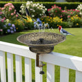 Solar Bird Bath for Deck Railing, 12.6“ Metal Solar Powered Bird Bath | Bird Bath Fountain with Bubbler, 3.5” Adjustable Clamp for Balcony & Patio, 2-in-1 Deck Bird Feeder for Garden Yard, Gold - color: Gold