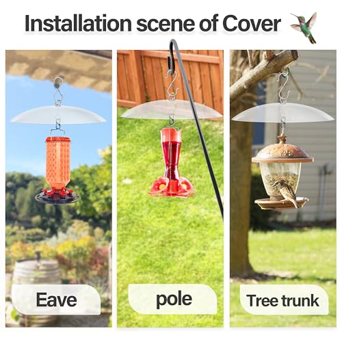 13" Bird Feeder Rain Guard, Hummingbird Feeder Shade Dome Cover, Hanging Baffle for Bird Feeder Pole,Smart Birds Feeder's Umbrella(Translucent), 1 Pack - color: Translucent, size: 13Inch / 1 Pack