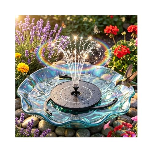 AISITIN Solar Fountain Pump 6 Nozzles & Anti-Drift Bracket & Ground Stakes | DIY Separated Design, Attract Birds, Upgraded Filter, Solar Fountain for Bird Bath, Water Feature, Fish Tank, Garden